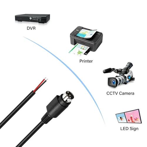 Miniatura 6 de Cable de repuesto de 18AWG 4 pines DIN macho coleta DIY para sistema de cámaras CCTV cargadores adaptador (4.9 pies)