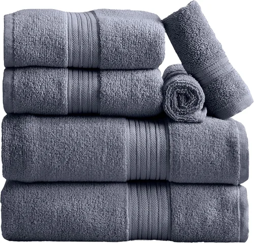 Miniatura 20 de Great Bay Home Juego de 6 toallas de mano color gris, 100% algodón hilado en plumas, juego de 6 toallas de mano de 26 x 16 pulgadas, toallas