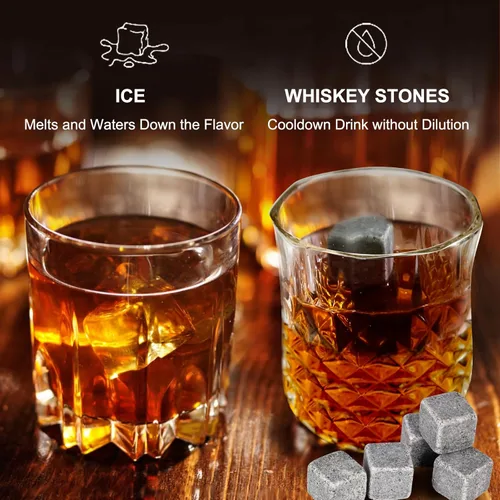 Miniatura 5 de Juego de 8 piedras de whisky con caja de regalo de madera para los amantes del whisky, gran regalo de whisky para hombres, papá, marido, amigo