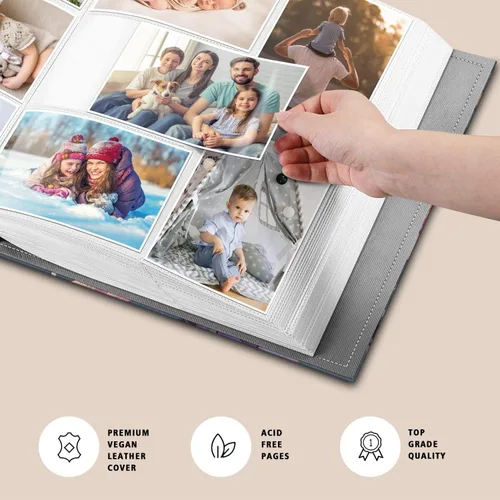 Miniatura 2 de Fintie - Álbum de fotos de 4x6 pulgadas, 600 bolsillos, álbum de gran capacidad con cubierta de libro para fotos familiares, bodas, aniversarios