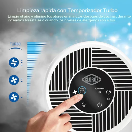 Miniatura 5 de Clorox Turbo purificadores de aire para el hogar, filtro HEPA verdadero, limpia rápidamente habitaciones medianas de hasta 1,000 pies cuadrados