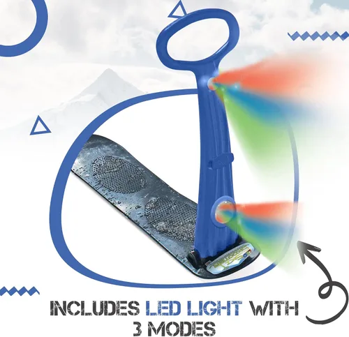 Miniatura 4 de Geospace Winter Fun - Patinete de nieve plegable, patinaje de esquí, trineo de nieve, snowboard para niños con 2 luces LED, tabla de arena portátil