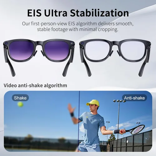 Miniatura 6 de Lentes inteligentes AI con cámara 4K para viajes y uso diario, gafas de sol de audio Bluetooth con altavoces de oído abierto, llamadas manos libres