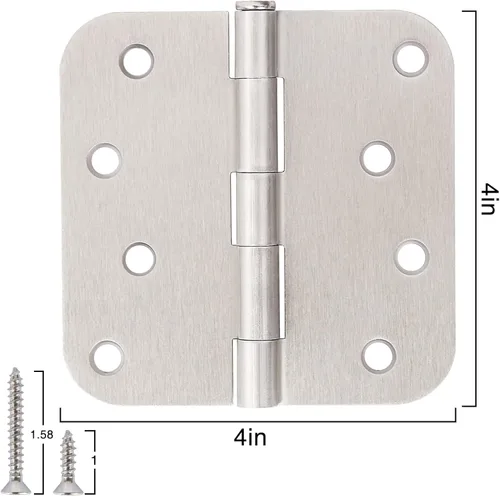 Miniatura 4 de Paquete de 12 bisagras de puerta de níquel de 4 pulgadas, bisagras de puerta de níquel satinado / cepillado de 4 x 4 pulgadas, bisagra de puerta