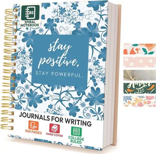 Miniatura 14 de Cuaderno de espiral de tapa dura, 10.25" x 7.25", 300 páginas, gran cuaderno universitario con rayas para mujeres, ideal para escritura, diario, New