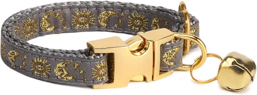 Miniatura 23 de waaag Pet, Moons Stars Suns - Collar para perro y gato, múltiples diseños Crescent Celestial, collar de correa para perro y gato, tamaño XXS