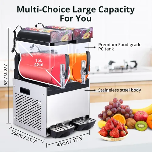 Miniatura 6 de Acekool Máquina comercial para granizados, 30L/8 galones congelada Margarita máquina, autolimpiante, máquina de granizado de acero inoxidable de 700
