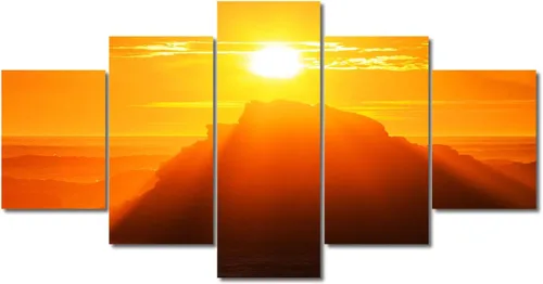 Miniatura 12 de TUMOVO Lienzo decorativo para pared de sala de estar, 5 paneles de naturaleza, Alaska, Estados Unidos, autopista alrededor de montañas, paisaje