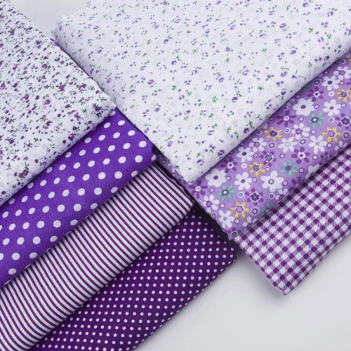 Miniatura 2 de 7 piezas de tela de algodón floral de 20.0 x 20.0 pulgadas, suministros para hacer máscaras, acolchado, retazos, tela de retazos, paquetes de Morado