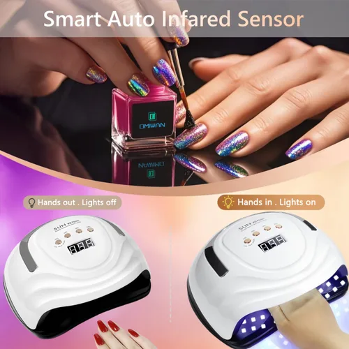 Miniatura 4 de Lámpara de uñas LED UV con 81 cuentas, lámparas de curado de uñas de 380 W para esmalte de gel con sensor automático/4 ajustes de temporizador