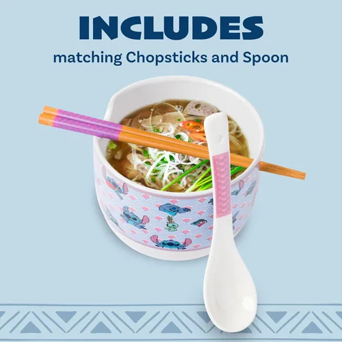Miniatura 3 de Silver Buffalo Disney Lady and the Tramp Eating Noodles Chinese Love - Cuenco de ramen de cerámica con palillos, apto para microondas, 20 onzas