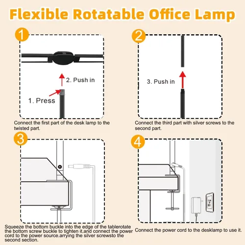 Miniatura 5 de lámpara de escritorio LED de doble cabezal para oficina - lámpara para el cuidado de los ojos con abrazadera, luz de escritorio de cuello de ganso