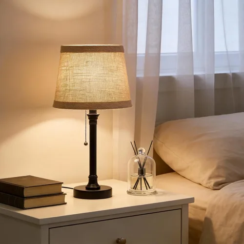 Miniatura 8 de Oneach Lámpara de mesa pequeña de 19.5 pulgadas para dormitorio, lámparas de noche para mesita de noche, lámpara de mesa negra para sala de estar