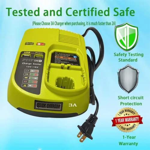 Miniatura 2 de Reemplaza el cargador de batería de 18 V ryobi P117 P118 P119 Química dual para cargar la batería Ryobi de iones de litio y Ni-cad Ni-Mh 12V 14.4V