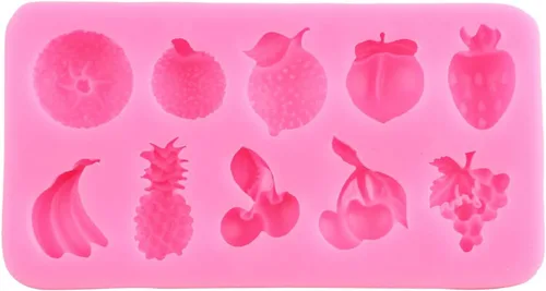 Miniatura 10 de Moldes de fondant de frutas, fresa, cereza, piña, plátano, melocotón, molde de silicona para decoración de tartas de azúcar, decoración de cupcakes