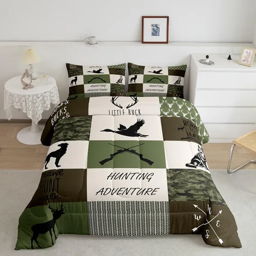 Miniatura 17 de Feelyou Juego de edredón de caza de patos para niñas y niños, edredón de patos de malardo, juego de ropa de cama de caza y pesca, juego de edredón
