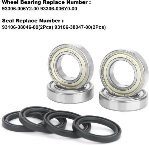 Miniatura 2 de Rodamiento de rueda delantera 4 piezas con sello para Yamaha Kodiak 400 450, Grizzly 350 450, Big Bear 2WD/4WD, Bruin 350, Reemplazar #93306-006Y2-00