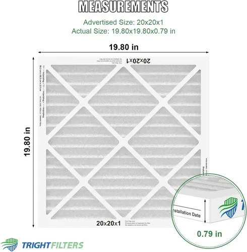 Miniatura 2 de TRIGHTFILTERS Filtro de Aire 20x20x1 pulgadas Paquete de 2, Filtros Plisados Duraderos MERV 8 para Hogar HVAC AC Calefacción, Repuesto de Filtro