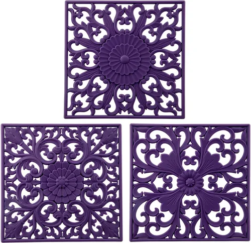 Miniatura 11 de Salvamanteles de silicona para platos calientes, ollas y sartenes, tapete de salvamanteles tallado multiusos, tapetes de silicona aislados