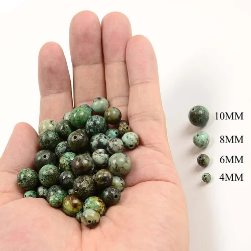 Miniatura 4 de NCB - 200 cuentas sueltas de turquesa africana de 0.15 pulgadas (4 mm) para joyería, cuentas semipreciosas naturales redondas y suaves con espaciador