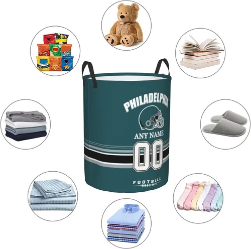 Miniatura 5 de Cesta de lavandería Philadelphia, cesta de lavandería personalizada estilo fútbol, cesta de almacenamiento plegable personalizada con nombre