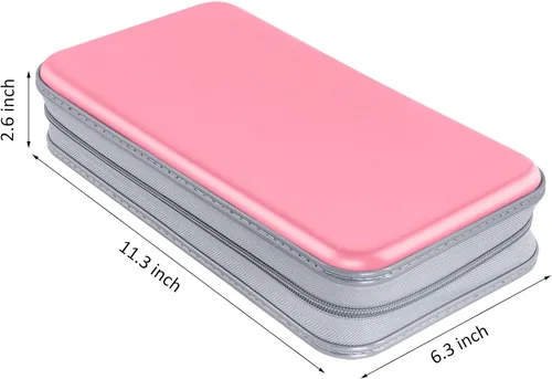 Miniatura 6 de Siveit Funda para CD, soporte para CD/DVD, cartera con capacidad para 80, fundas para CD y DVD, estuches duros de plástico para CD y DVD, Rosa claro