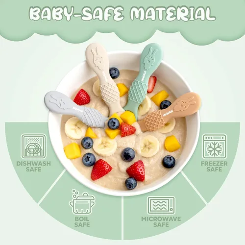 Miniatura 5 de Cucharas de silicona para bebés de 6 meses, cucharas de alimentación para bebés sin BPA, cucharas de autoalimentación para bebés de 6 a 12 meses
