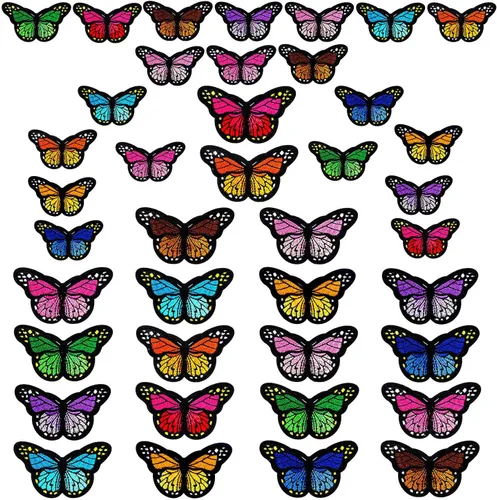 Miniatura 10 de 20 parches de mariposa para planchar, parche de reparación bordado de 2 tamaños