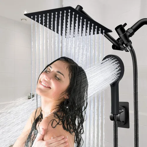 Miniatura 8 de Cabezal de ducha, cabezal de ducha de lluvia de 8" con combo de rociador de mano y brazo de extensión ajustable/regulador de flujo de 3 vías/sistema