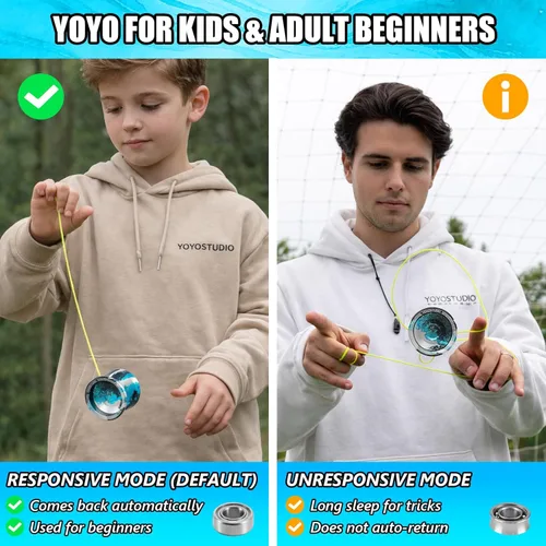 Miniatura 3 de YOYOSTUDIO T16 Yoyo Profesional Sensible para Niños 8-12, Yo yo de Doble Propósito para Niños y Adultos, Yoyo de Trucos Metálico con Kit
