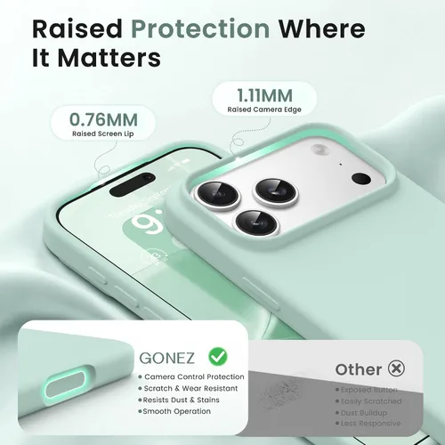 Miniatura 141 de GONEZ Funda de silicona para iPhone 15 Pro Max, compatible con Magsafe, protector de cámara + protector de pantalla, forro de microfibra suave