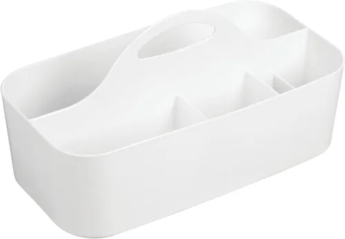 Miniatura 9 de mDesign Organizador de ducha dividido de plástico con asa, almacenamiento para baño o dormitorio, capacidad para jabón de manos, champú, esponjas