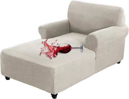 Miniatura 9 de OKYUK Funda para tumbona de jacquard, elástica con doble brazo, lavable a máquina, protector de muebles suave para sala de estar y dormitorio (rojo)