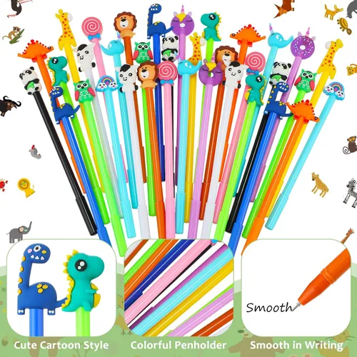 Miniatura 5 de Containlol 48 bolígrafos divertidos de dibujos animados para el regreso a clases, bolígrafos de tinta de gel negro fresco a granel para el primer