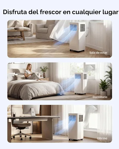 Miniatura 8 de Feelfunn Aire acondicionado portátil de 8000 BTU, 3 en 1, enfría 350 pies cuadrados, CA silenciosa con ventilador y deshumidificador, pantalla LED