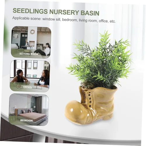Miniatura 2 de Botas de dibujos animados en forma de suculenta maceta de cerámica para plantas de interior, oficina, ventana, alféizar decoración única