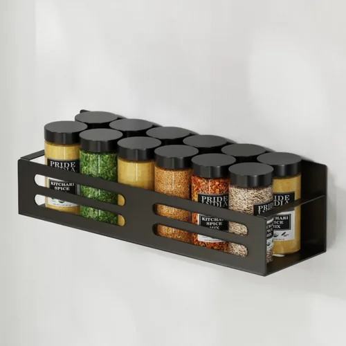 Miniatura 7 de Estante magnético para especias para refrigerador, estante magnético para nevera, estantes magnéticos para refrigerador, paquete de 4 unidades, Negro