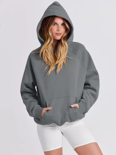 Miniatura 5 de Caracilia Sudaderas con capucha de gran tamaño para mujer, de forro polar, manga larga, con bolsillos, ropa de moda para otoño 2024