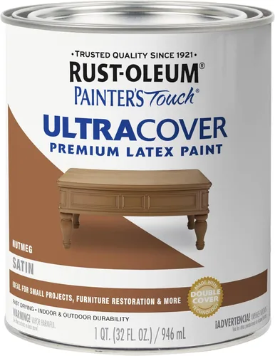 Miniatura 46 de Rust-Oleum Brush On Paint 224430T Painter's Touch - Pintura de látex, cuarto de galón, imprimación blanca plana acrílica, 32 onzas líquidas