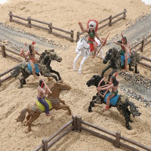 Miniatura 4 de NUOBESTY Figuras de modelo indio, equitación de plástico indios, figuras de nativos americanos, 8 piezas