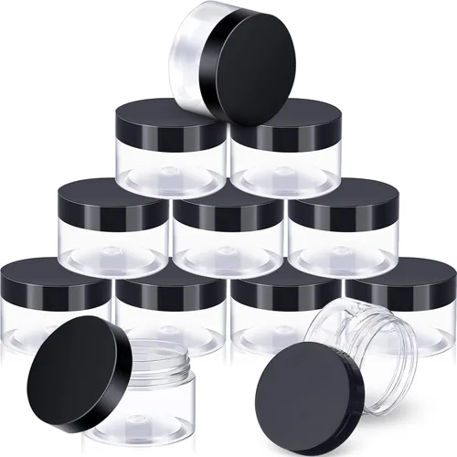 Miniatura 68 de SATINIOR Paquete de 12 frascos de plástico con tapas, frascos redondos para cosméticos de viaje, para artículos de tocador, loción, crema
