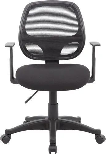 Miniatura 4 de Benzara Maya - Silla de oficina con brazos en T, malla negra, acolchado de espuma