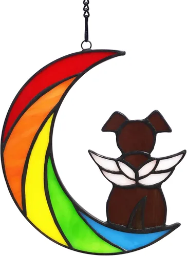 Miniatura 11 de Puente de arco iris de vidrieras para perros blancos, regalos conmemorativos para la pérdida de simpatía del perro, atrapasoles, regalos pensativos