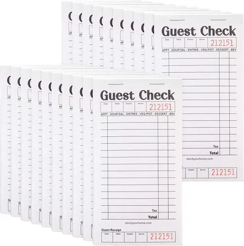 Miniatura 15 de Stock Your Home Libros azules de cheques de invitados para servidores (paquete de 20) bloc de notas de servidor, cuaderno de cheques de camarero