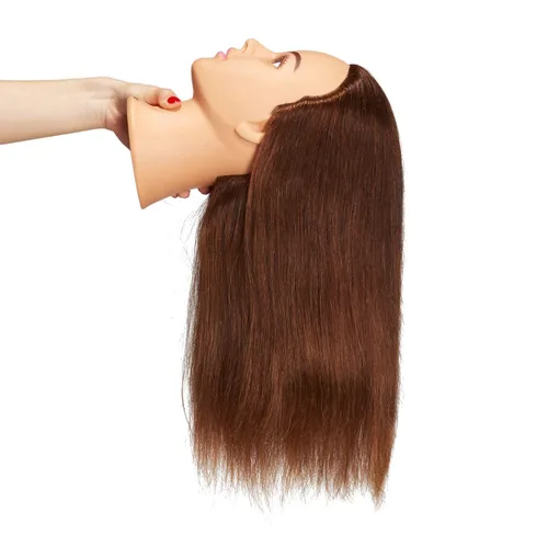 Miniatura 4 de Hairingrid Cabeza de Maniquí 20"-22" 100% Cabello Humano Peluquería Cosmetología Maniquí Cabeza de Entrenamiento de Cabello y Soporte de Abrazadera