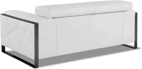 Miniatura 12 de BlackJack Furniture Gianni - Juego de cuero italiano de grano superior con reposacabezas ajustables de 9 posiciones, patrón geométrico Blanco
