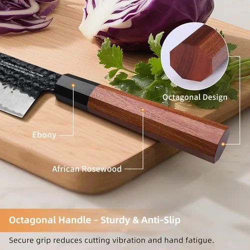 Miniatura 3 de FINDKING Dynasty Series - Cuchillo japonés Santoku, cuchillo de cocina profesional, hoja de acero de alto carbono 9Cr18MoV, mango octogonal