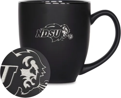 Miniatura 277 de Rico Industries - Taza de cerámica mate negra con grabado láser estándar de 15oz para NCAA (escuelas T & U) - Para bebidas calientes o frías