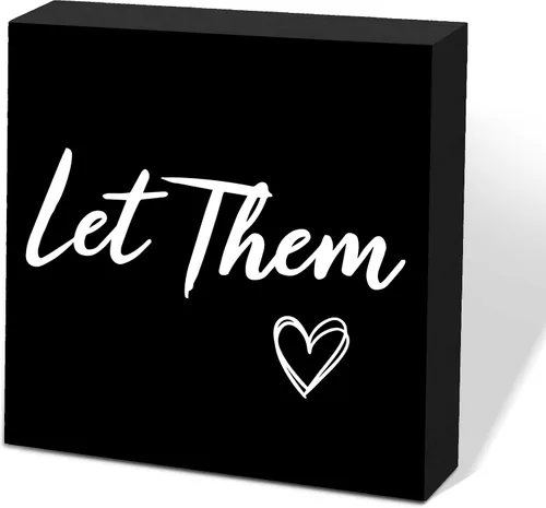 Miniatura 22 de Letrero de caja de madera Let Them de 5 x 5 pulgadas, letrero de escritorio estilo granja Boss Lady decoración de cubículo de oficina, accesorios