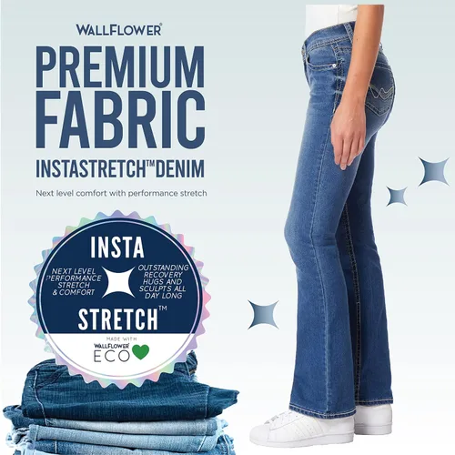 Miniatura 6 de WallFlower Pantalones de mezclilla para mujer Legendary Bootcut Insta Stretch Juniors (estándar y Plus)